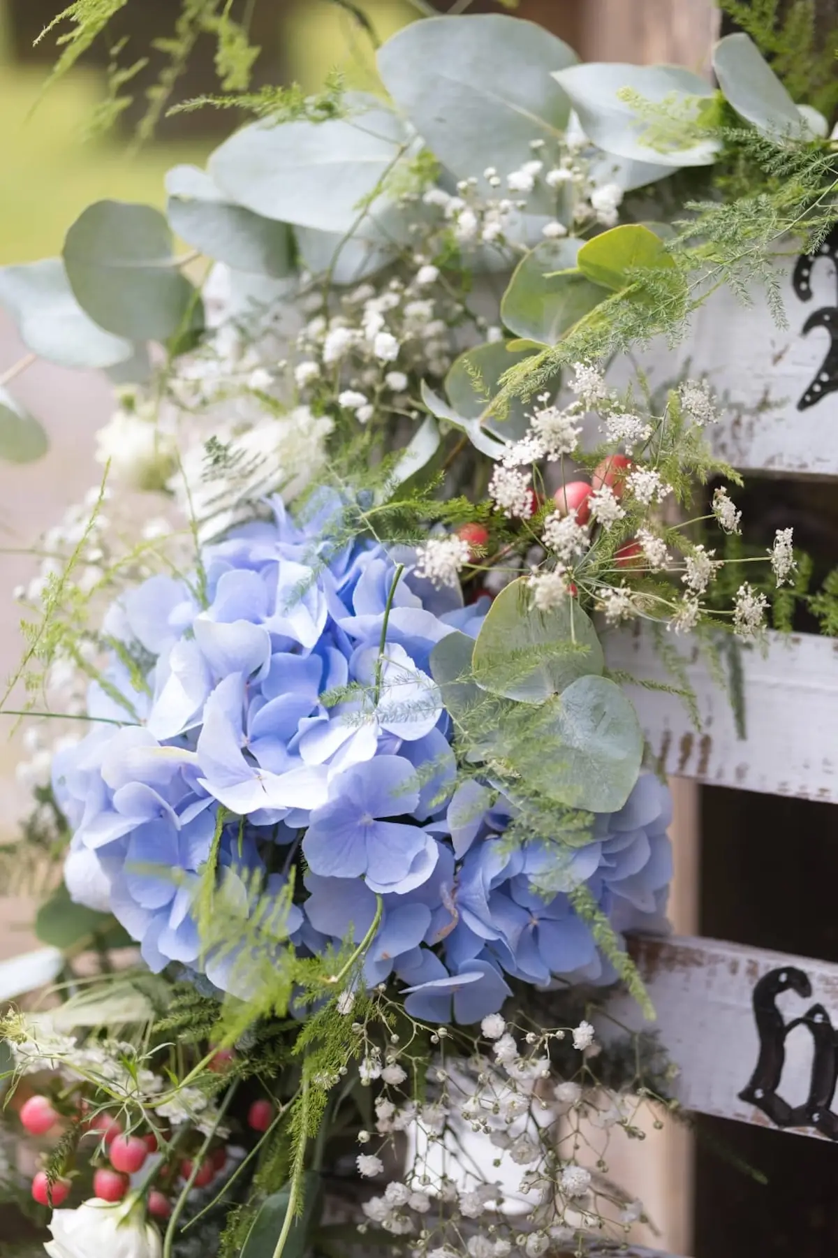 Blue Hydrangea Wedding Flowers at a Derbyshire Wedding Venue